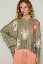Load image into Gallery viewer, POL Flower Dropped Shoulder Long Sleeve Knit Top