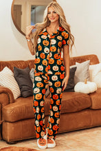Load image into Gallery viewer, Pumpkin Printed Short Sleeve Top and Pants Lounge Set