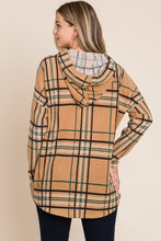 Load image into Gallery viewer, BOMBOM Drawstring Plaid Long Sleeve Hoodie