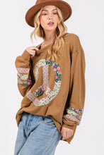 Load image into Gallery viewer, SAGE + FIG Peace Applique Patch Long Sleeve Top