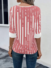 Load image into Gallery viewer, Striped Notched Half Sleeve Blouse