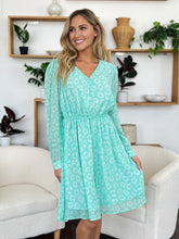 Load image into Gallery viewer, Double Take Full Size Printed Ruched V-Neck Long Sleeve Dress