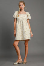 Load image into Gallery viewer, Umgee Heart Jacquard Square Neck Puff Sleeve Mini Dress