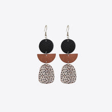 Load image into Gallery viewer, Leather & Wood Drop Earrings