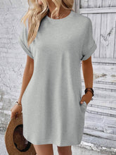 Load image into Gallery viewer, Round Neck Short Sleeve Mini Dress