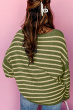Load image into Gallery viewer, Striped Round Neck Dropped Shoulder Sweater