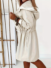 Load image into Gallery viewer, Drawstring Long Sleeve Hooded Trench Coat