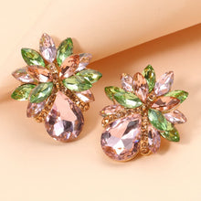Load image into Gallery viewer, Flower Shape Glass Stone Stud Earrings