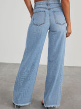 Load image into Gallery viewer, Raw Hem Wide Leg Jeans with Pockets