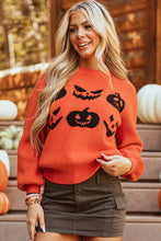 Load image into Gallery viewer, Pumpkin Pattern Round Neck Sweater