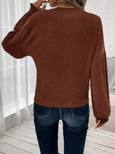 Load image into Gallery viewer, Ribbed Round Neck Lantern Sleeve T-Shirt