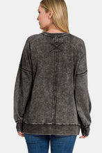 Load image into Gallery viewer, Zenana Exposed Seam Round Neck Dropped Shoulder Sweatshirt