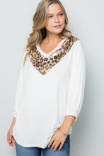 Load image into Gallery viewer, Celeste Full Size Leopard Contrast Balloon Sleeve Top