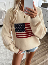 Load image into Gallery viewer, Devine US Flag Round Neck Long Sleeve Knit Top