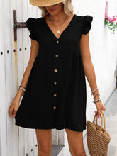 Load image into Gallery viewer, Ivy Lane Button Up V-Neck Cap Sleeve Mini Dress