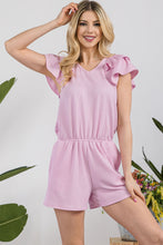 Load image into Gallery viewer, Celeste Full Size V-Neck Ruffled Ribbed Romper