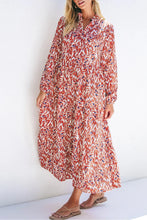 Load image into Gallery viewer, Printed Notched Long Sleeve Dress