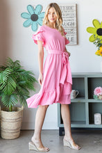 Load image into Gallery viewer, Reborn J Tie Front Ruffled Short Sleeve Dress