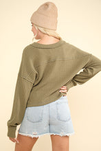 Load image into Gallery viewer, VERY J Exposed Seam V-Neck Ribbed Knit Top