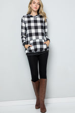 Load image into Gallery viewer, Celeste Full Size Contrast Plaid Long Sleeve Hoodie