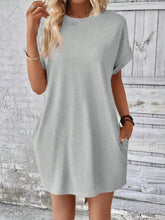 Load image into Gallery viewer, Round Neck Short Sleeve Mini Dress