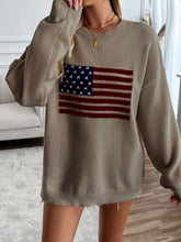 Load image into Gallery viewer, Devine US Flag Round Neck Long Sleeve Knit Top