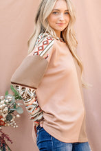 Load image into Gallery viewer, And The Why Printed Color Block Hooded Waffle Top