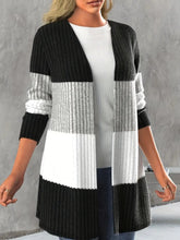 Load image into Gallery viewer, Color Block Open Front Long Sleeve Cardigan