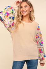 Load image into Gallery viewer, Haptics Floral Sequins Mesh Flounce Sleeve Sweater