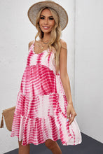 Load image into Gallery viewer, Tie-Dye Frill Trim Spaghetti Strap Dress
