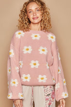 Load image into Gallery viewer, POL Daisy Pattern Drop Shoulder Sweater