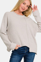 Load image into Gallery viewer, Zenana Asymmetric Hem Drop Shoulder Sweater