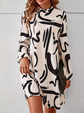 Load image into Gallery viewer, Printed Mock Neck Long Sleeve Mini Dress