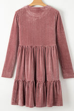 Load image into Gallery viewer, Ruffle Hem Round Neck Long Sleeve Dress