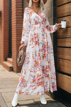 Load image into Gallery viewer, Perfee Slit Printed Surplice Long Sleeve Maxi Dress