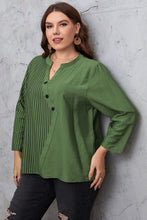 Load image into Gallery viewer, Plus Size Striped Notched Neck Top