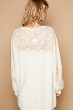 Load image into Gallery viewer, POL Round Neck Long Sleeve Crochet Patches Top