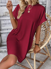 Load image into Gallery viewer, Round Neck Short Sleeve Mini Dress