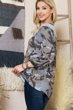 Load image into Gallery viewer, Celeste Full Size Camouflage V-Neck Balloon Sleeve Top