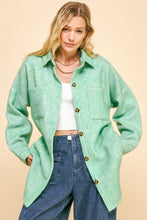 Load image into Gallery viewer, Davi & Dani Curved Hem Heathered Dropped Shoulder Shacket