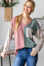 Load image into Gallery viewer, Heimish Color Block Exposed Seam Ribbed T-Shirt