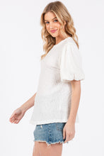 Load image into Gallery viewer, Ces Femme Textured Puff Sleeve Top