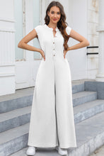 Load image into Gallery viewer, Half Button Wide Leg Jumpsuit with Pockets