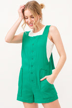 Load image into Gallery viewer, And The Why Button Up Tie Back Sleeveless Romper