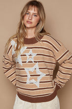 Load image into Gallery viewer, POL Star Patch Stripe Round Neck Sweater