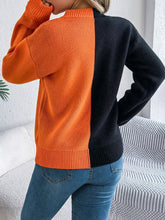 Load image into Gallery viewer, Contrast Round Neck Long Sleeve Sweater