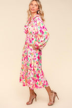 Load image into Gallery viewer, Haptics Full Size Floral Surplice Balloon Sleeve Dress with Side Pockets