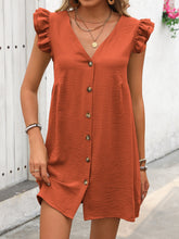 Load image into Gallery viewer, Ivy Lane Button Up V-Neck Cap Sleeve Mini Dress