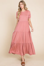 Load image into Gallery viewer, BOMBOM Short Sleeve Tiered Maxi Dress