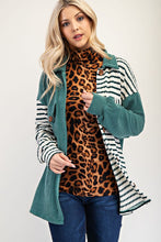 Load image into Gallery viewer, Celeste Full Size Striped Button Up Dropped Shoulder Shacket